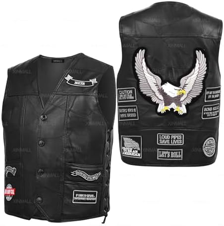 JILDISH Black Label Biker Society Real Leather Vest | BLS Skull